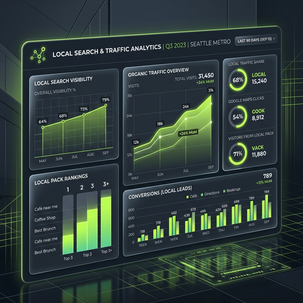 Mesa SEO Technical Performance and visibility pipeline chart