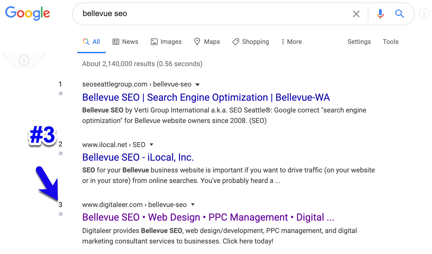 Bellevue SEO Results